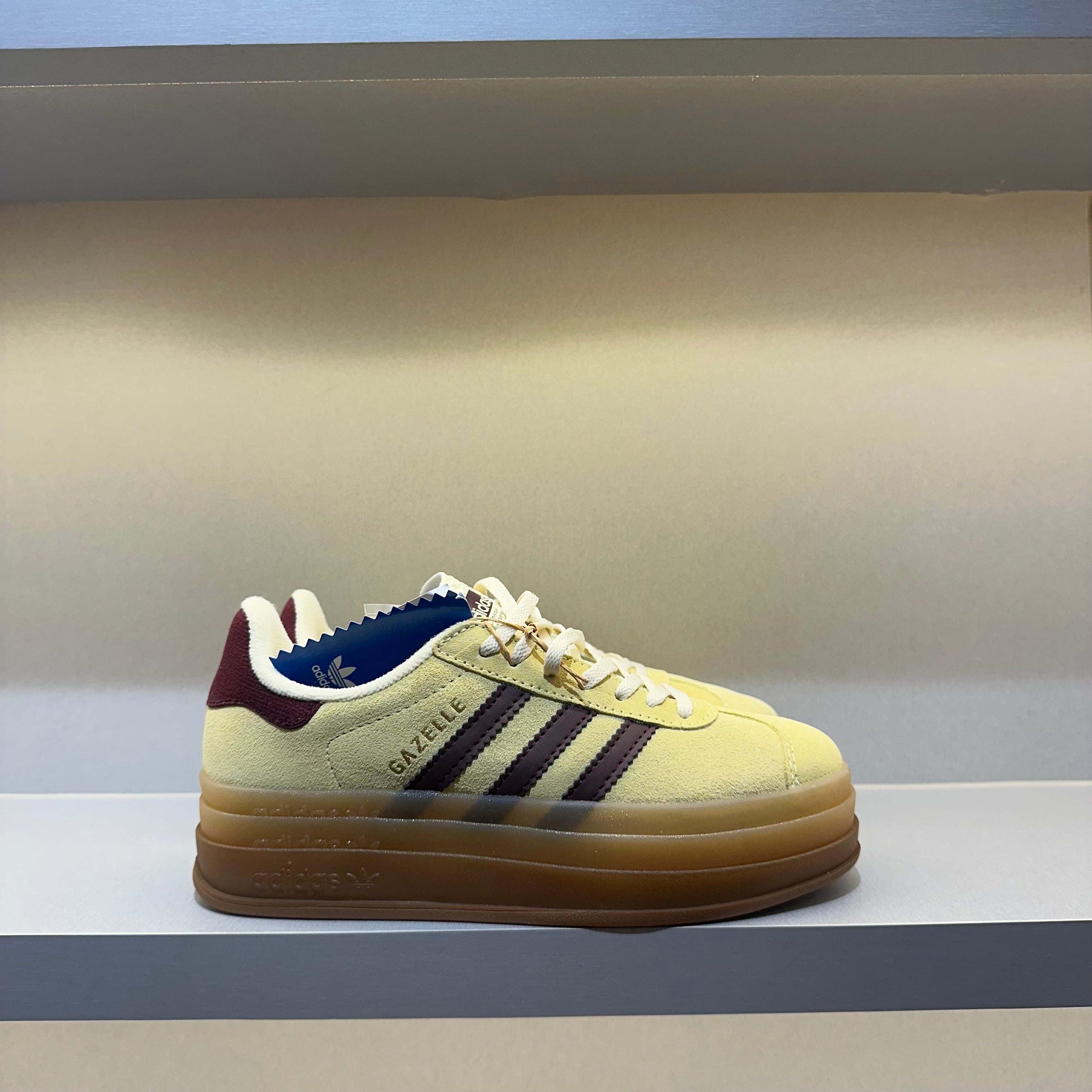 Adidas Gazelle Bold Almost Yellow Maroon (Pronta Entrega)