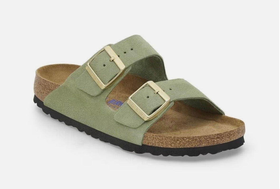 Birkenstock Arizona Soft Footbed Suede Leather Green Tea