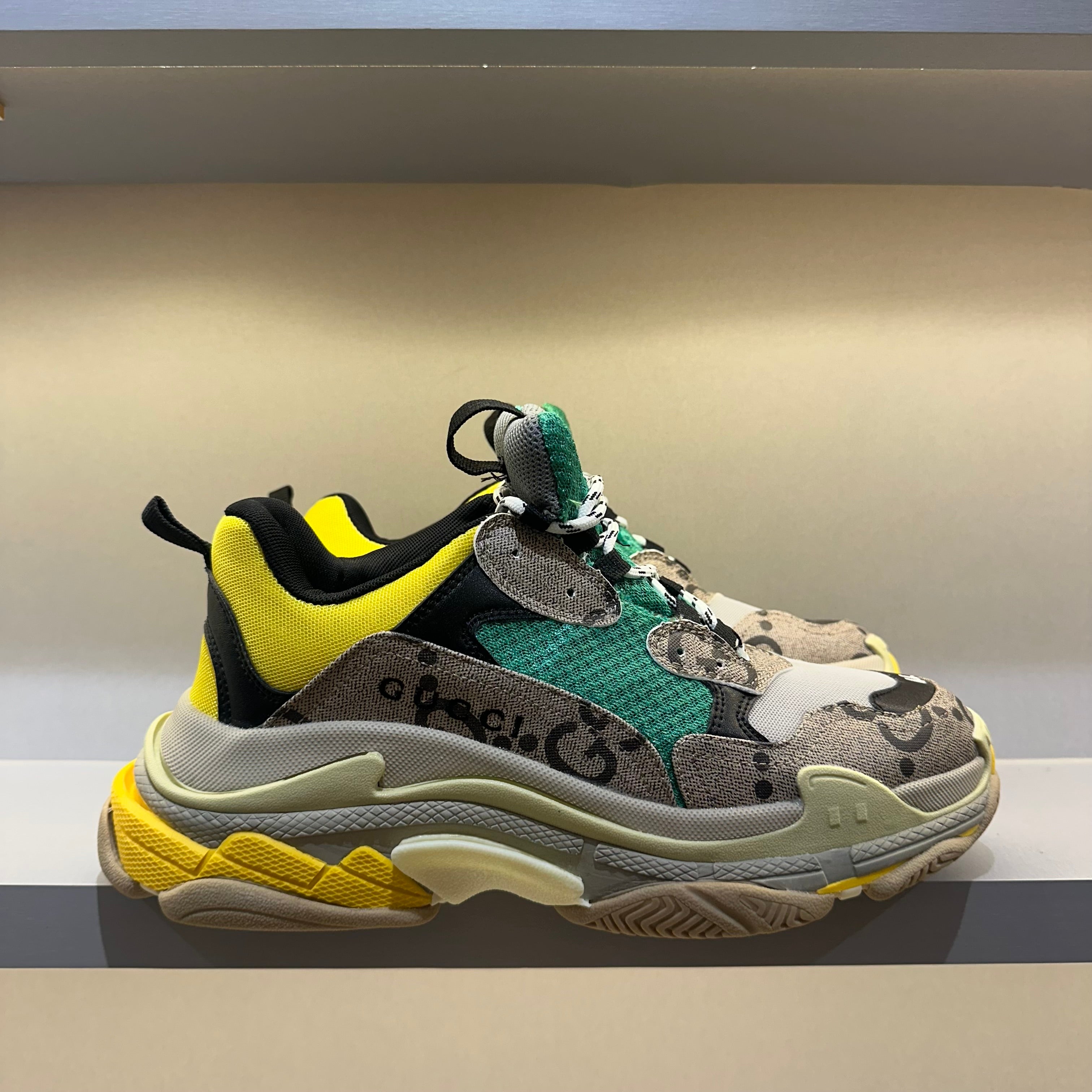 Gucci X Balenciaga The Hacker Project Triple S Beige Green Yellow (Pronta Entrega)