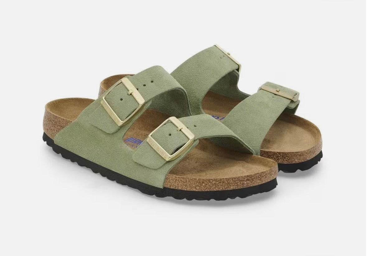 Birkenstock Arizona Soft Footbed Suede Leather Green Tea