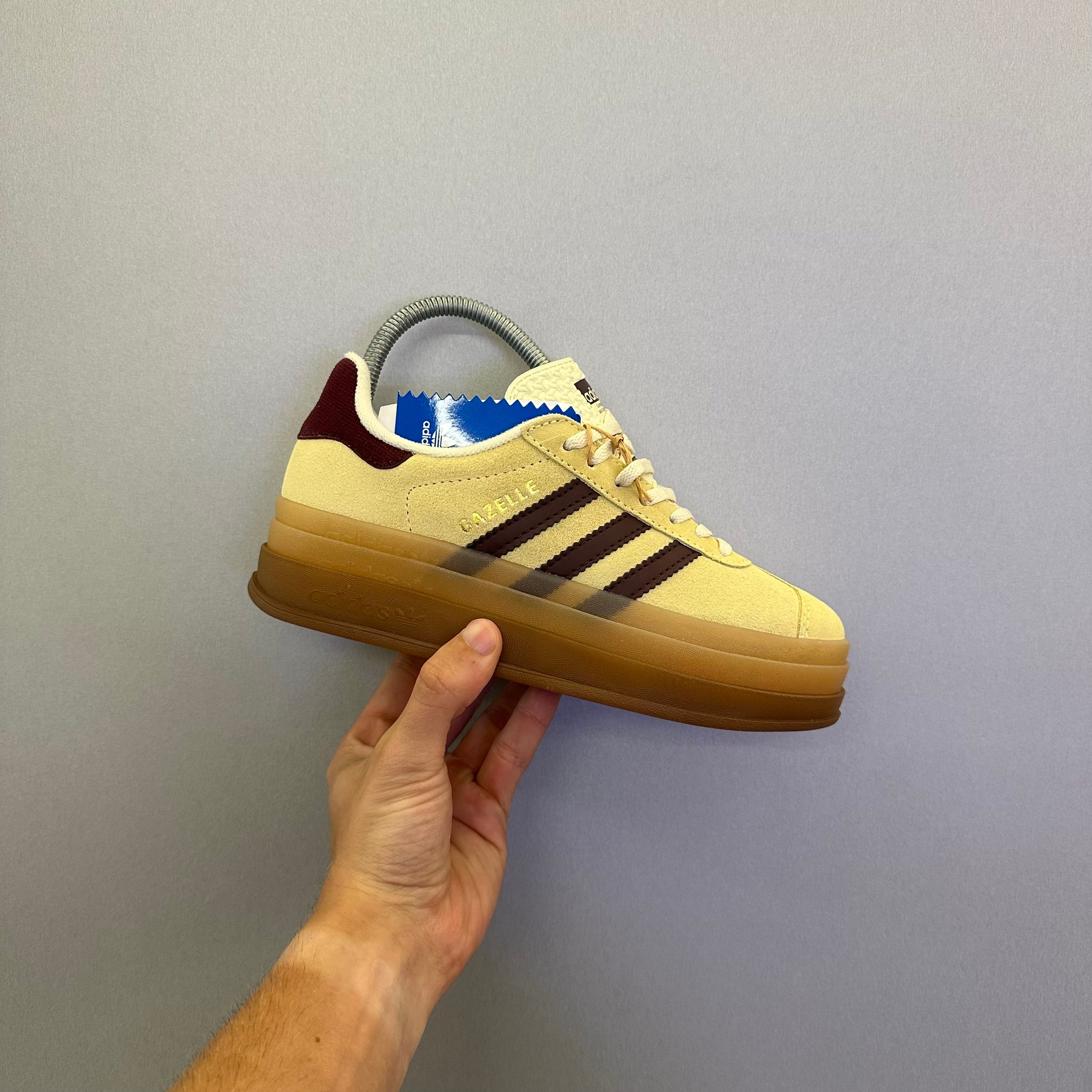 Adidas Gazelle Bold Almost Yellow Maroon (Pronta Entrega)