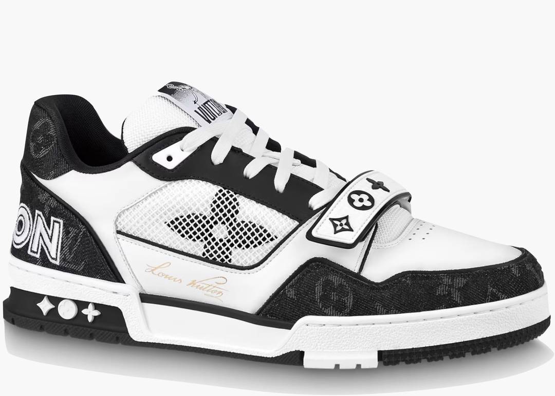 Louis Vuitton LV Trainer Low Velcro Strap Monogram Denim Black White