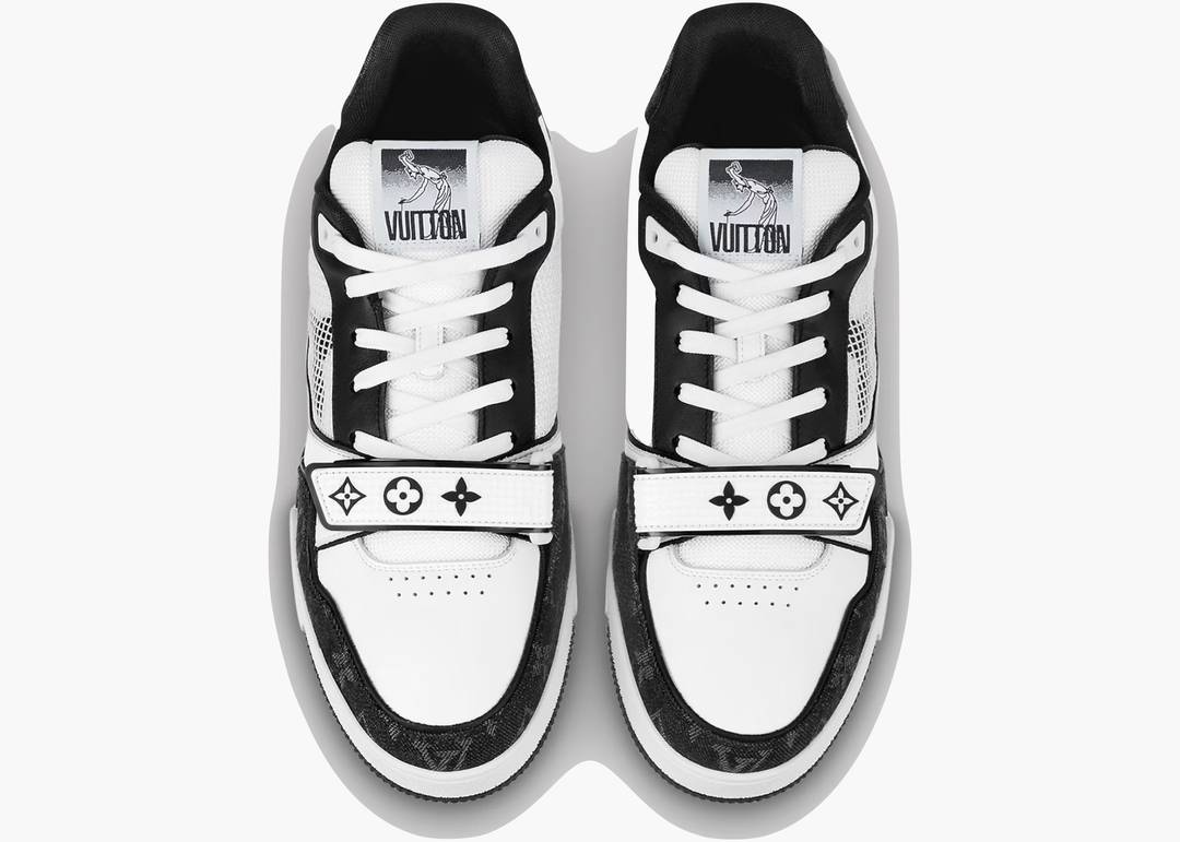 Louis Vuitton LV Trainer Low Velcro Strap Monogram Denim Black White