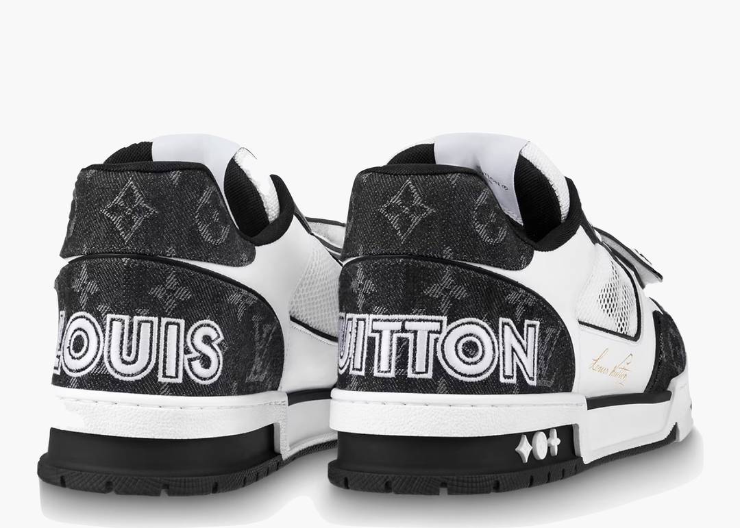 Louis Vuitton LV Trainer Low Velcro Strap Monogram Denim Black White