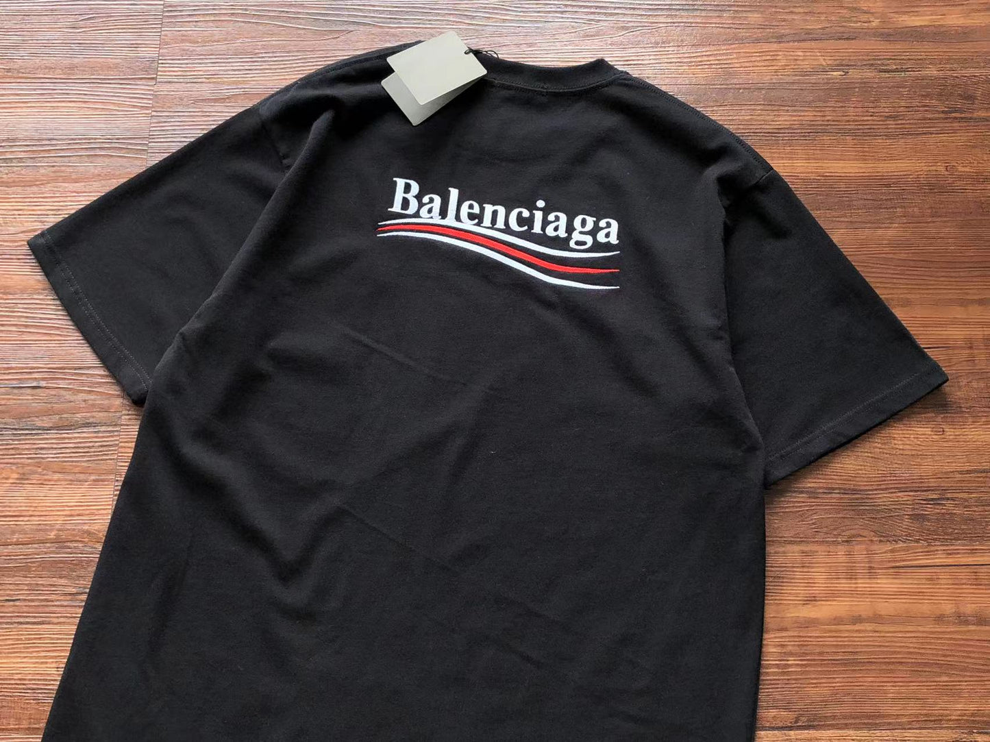 Camiseta Balenciaga Political Com Logo Black